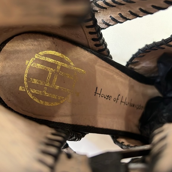 House of Harlow 1960 black leather open toe booties - Picture 12 of 14